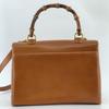 OLD GUCCI Bamboo 2way Handbag Shoulder Crossbody Bag Top-Handle Brown Gold Hardware Leather
