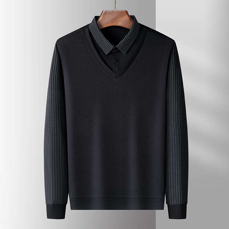 High Quality Long Sleeved Men'S Polo Shirt For Autumn Winter Fashion Two Pieces Of High-End Design Top Korean Casual T-Shirt