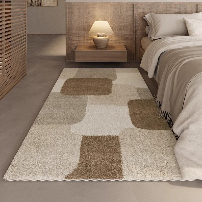 Retro Faux Cashmere Thickened Bedside Rug - Absorbent Bedroom, Bay Window, and Sofa Floor Mat