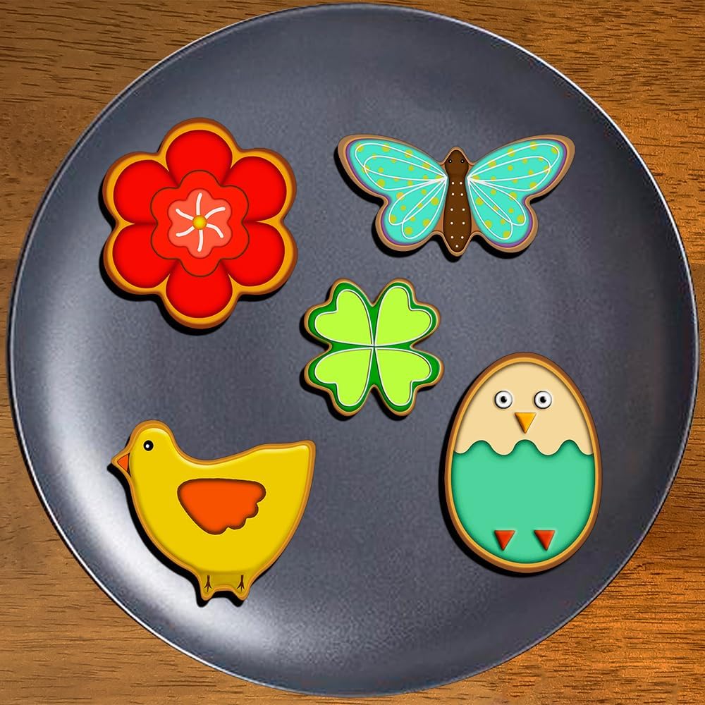 Easter Cookie Cutters Set - Bunny, Egg, Bunny Face, Rabbit, Butterfly, Flower, Chick, Carrot, Four Leaf Clover - 9PCS Easter Cookie Cutters - Large
