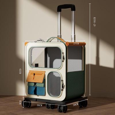 Portable Multifunctional Cat Carrier with Wheels - Transparent Backpack & Large Capacity Trolley Case