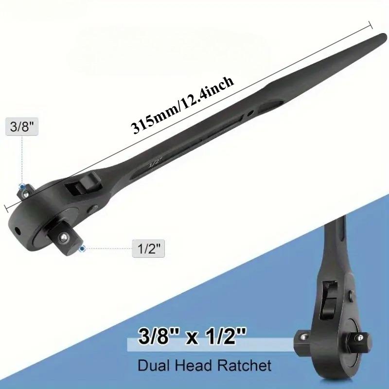 Square Head Double Ended Ratchet Wrench Heavy Duty Round Head Quick Release for Auto Pipe DIY Spanner Lever Hand Tool