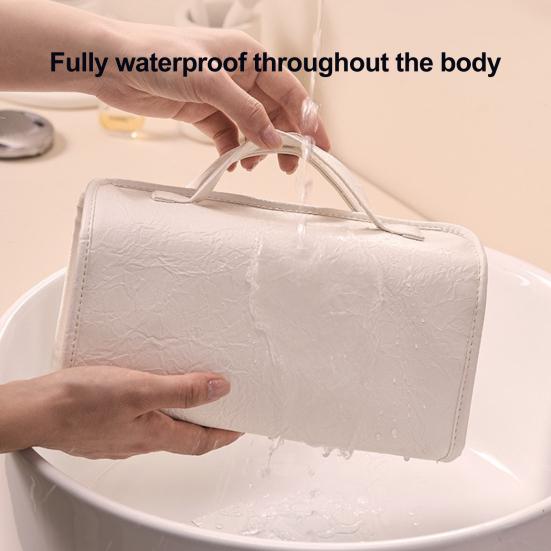 Foldable Cosmetic Bag Women 4-in-1 Travel Makeup Bag Waterproof Cosmetic Organizer with 4 Detachable Compartments for Vacation Business Trip