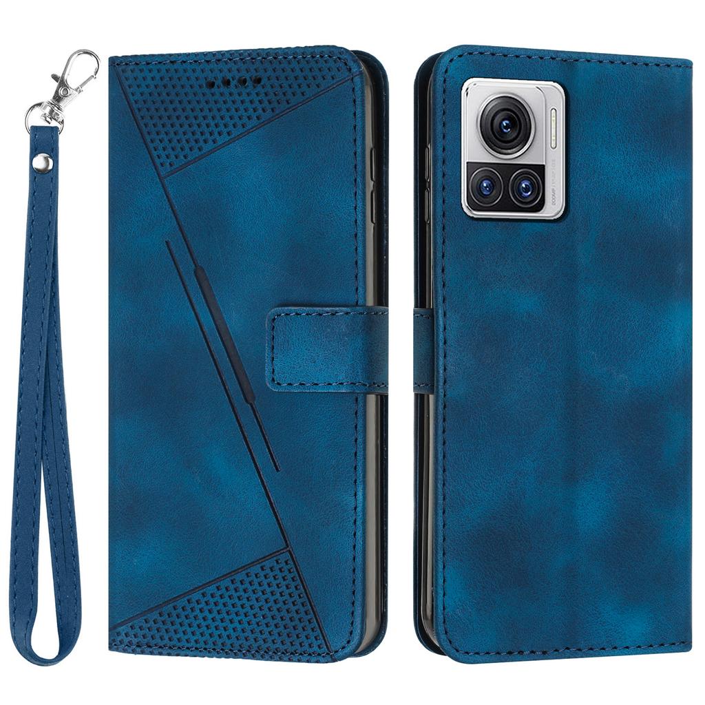 Leather Cover for Motorola Moto X30 Pro 5G/Edge 30 Ultra 5G,Triangle Imprint Wallet Stand Anti-drop Phone Case with Strap