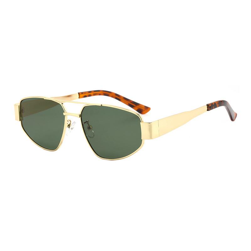 

Hiphop Square Sunglasses With Metal Frame Uv400 For Streetwear Style Men And Women GoldFrameGreen