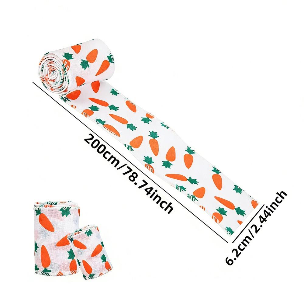 Vibrant Colors Easter Ribbon Cartoon Rabbit Print Bunny Egg Carrot Print Grosgrain Ribbon Iron Wire Edge Easter Egg Print
