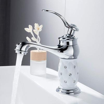 Elegant Diamond Low Bathroom Basin Mixer Tap with Hot and Cold Water