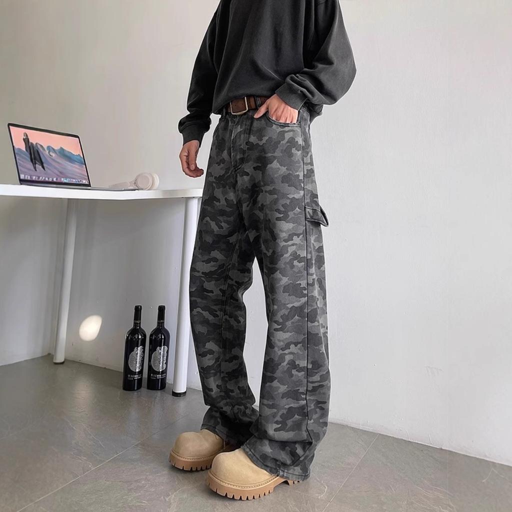 JYL Men's Ripped Jeans American High-Street Vibe  Autumn New Design Denim Pants
