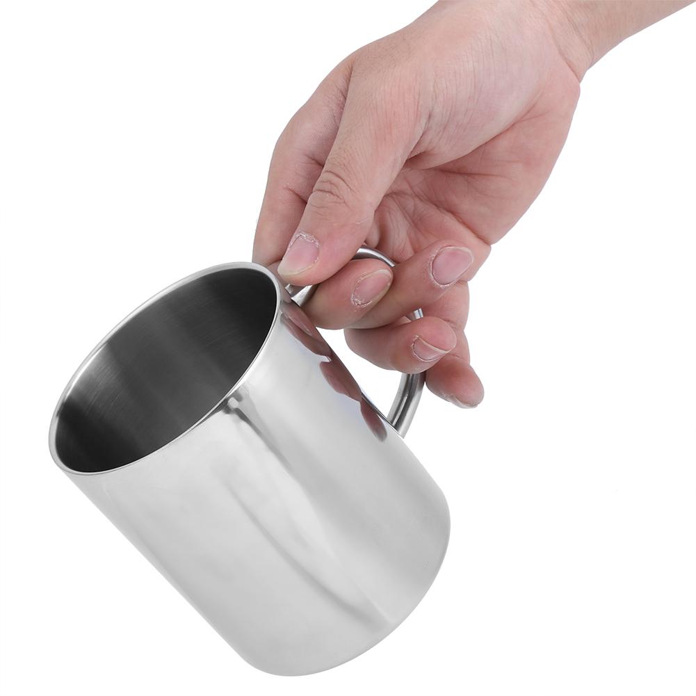 Portable DoubleLayer Stainless Steel Heat Insulation Coffee Mug Milk Cup with Handle 400ml
