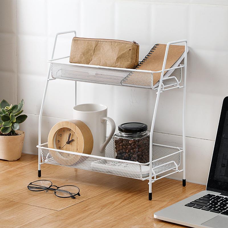 Double Layer Iron Kitchen Storage Rack Wire Spice Organizer Metal Cosmetic Makeup Basket Holder Dish Drainer Bathroom Desk Shelf