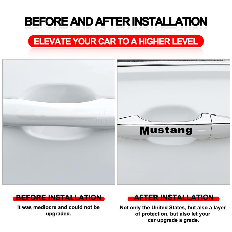 4Pcs Car Door Handle Stickers Tire Rear View Mirror Decals For Ford Mustang ST Line Mondeo Focus Fiesta Escape Kuga Ecosport Ranger EXplorer Stickers