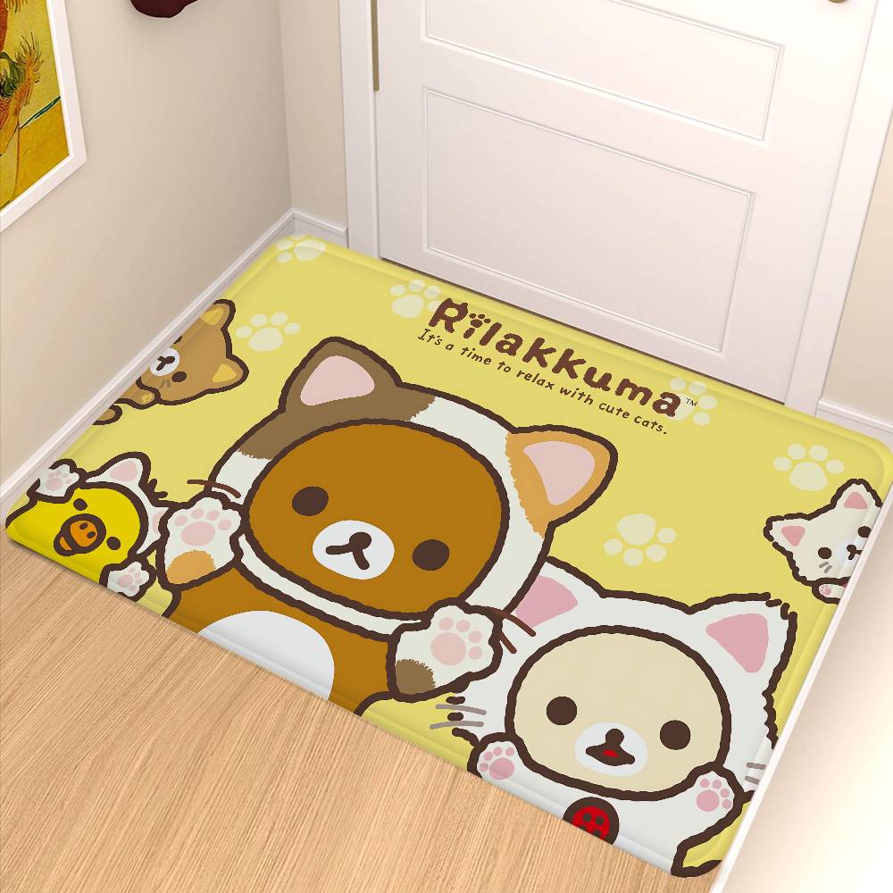 Anime R-Rilakkuma Cute Cartoon Movie Bathroom Mat Kids Room Bedroom Decoration Balcony Anti-Slip Doormat Living Room Welcome Rug
