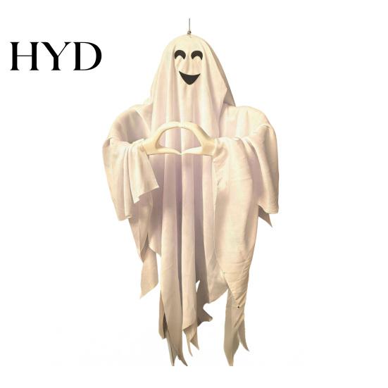 Süßer Halloween-Geisteranhänger, Messenger-Statue mit Herz-Geste und Umhang, Leuchtende Augen Spukhaft Glühend Aufleuchtend, Outdoor-Rasenverzierung, Spukhaus