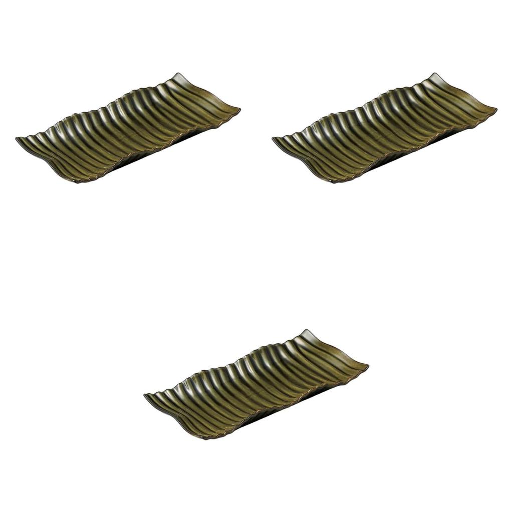 Set of 3 Eclectic Kai Oribe 31cm Long Vegetable Plates x 15 x Large Rectangular Plates by Setomonohonpo [31.5 3.3 cm]