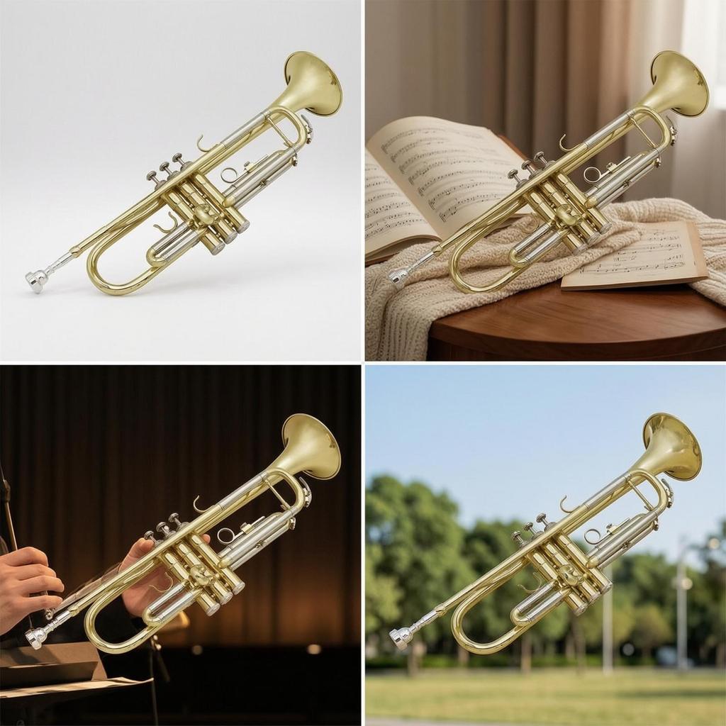 Trumpet Set BiColor with Case Cupronickel Brass Instrument for Students, Beginners, Lessons,