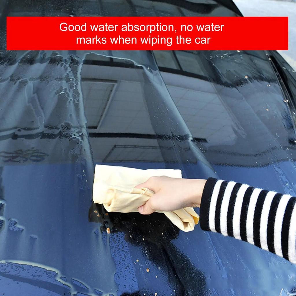 Natural Chamois Car Care Cleaning Cloth Genuine Sheepskin Wash Rag Suede Ultra Absorbent Quick Dry Towels For Car Wash Accessory