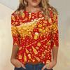 Women's Casual Three Quarter Sleeve Round Neck Top Oktoberfest Beer Print Lightweight Comfortable Fit Pullover Shirt