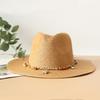 Summer Sun Hats Ladies Fashion Girl Straw Hat Shell Strap Beach Hat Casual Grass Jazz Top Panama Hat Womens Bone Visor Cap