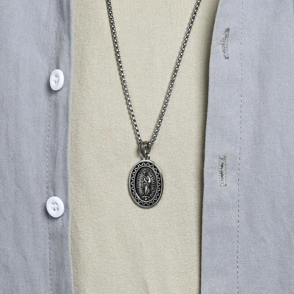 Vintage Accessories Virgin Portrait Titanium Steel Necklace Men's Niche Street Hipster Wear Accessories Pendant