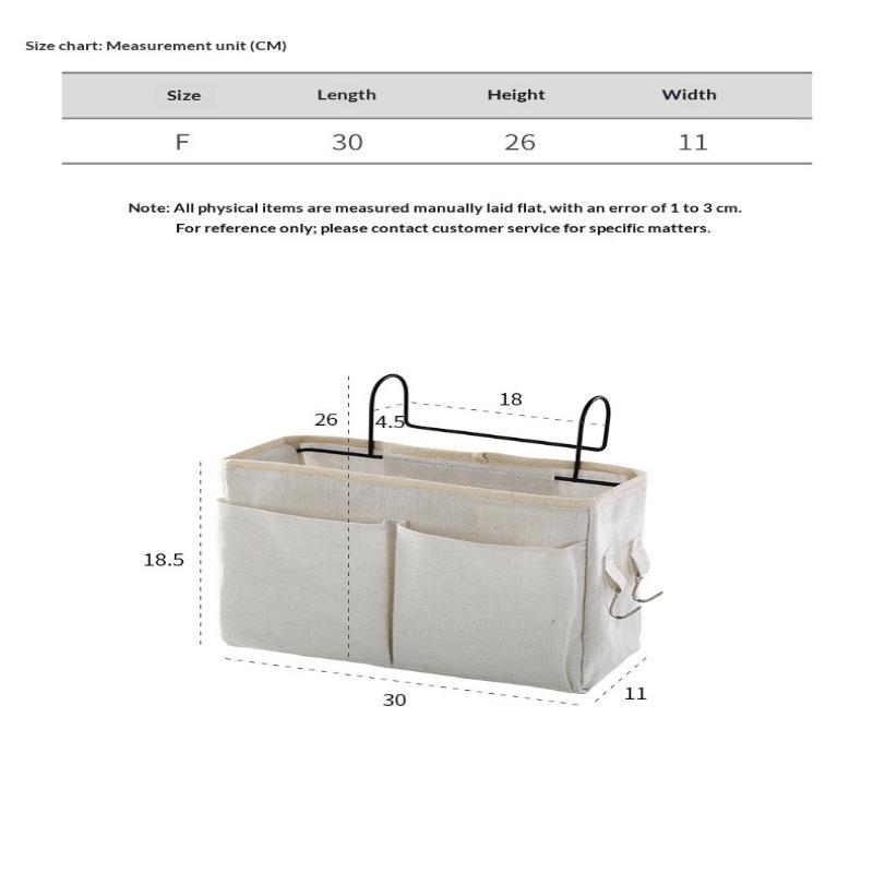 Bedside Hanging Organizer Multiple Pockets Durable Cotton Linen Large Capacity for Hospital Patient Bed Storage