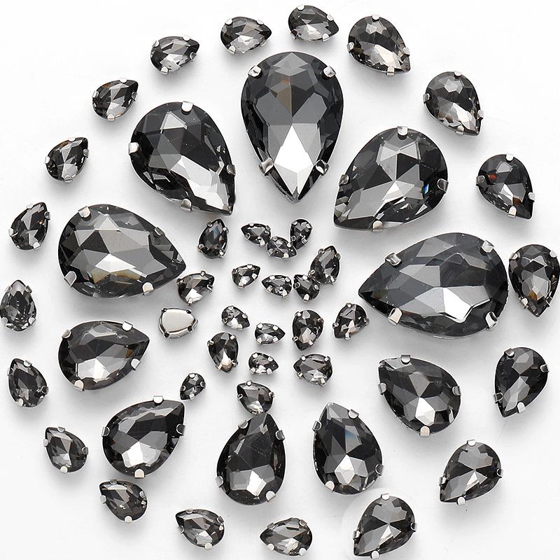 50pcs Hand-Sewn Water Drop Rhinestones: Colored Crystal Glass for DIY Wedding Dress and Clothing Accessories