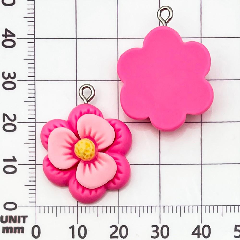 30-Piece Set: Pink Resin Sunflower & Rose Flower Pendants for DIY Jewelry