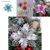 Sparkling Glitter Artificial Flowers For Stunning Christmas Tree Decorations
