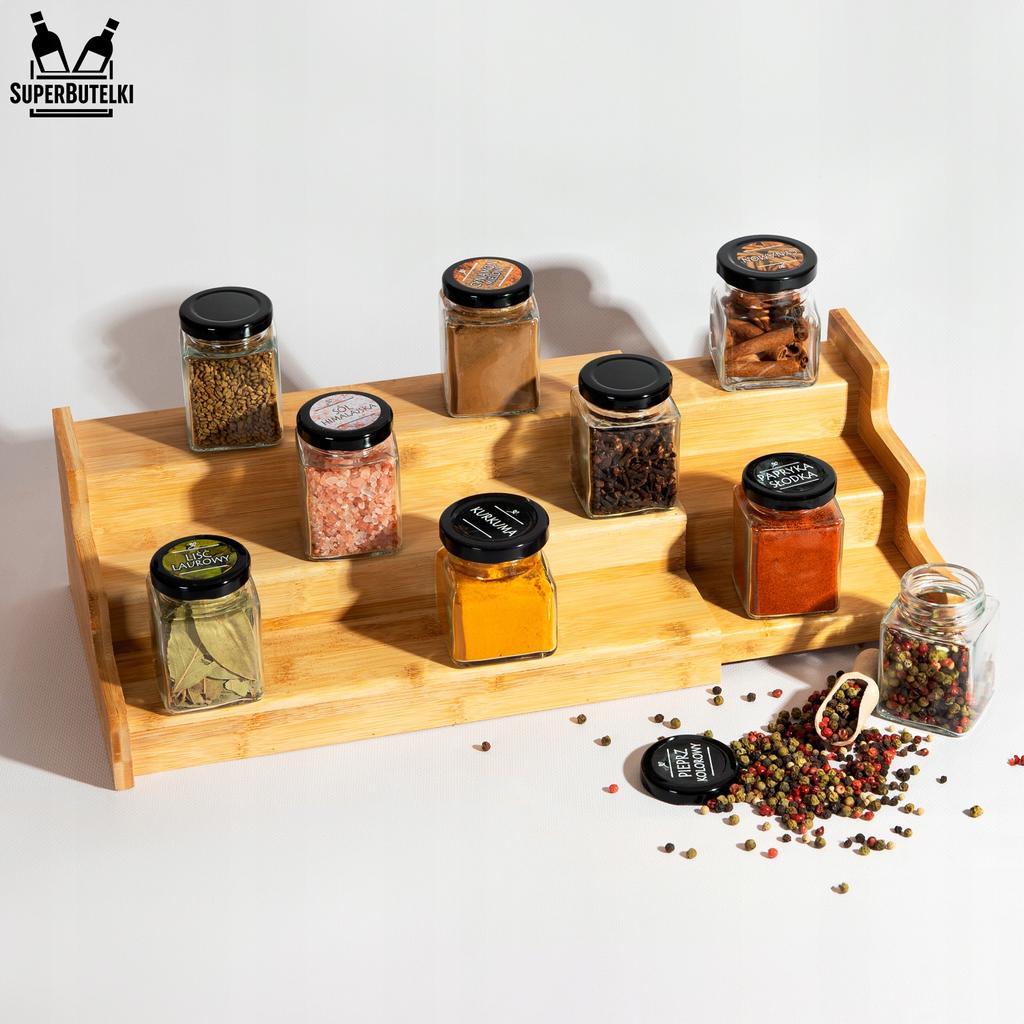 Extendable bamboo spice rack