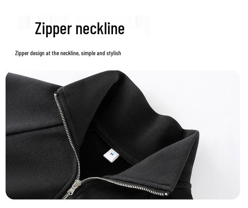 Höst Vinter Ståkrage Halv dragkedja Lös passform Vardaglig Pullover Huvtröja