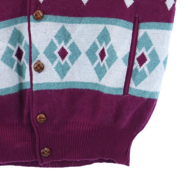 FRUIT OF THE LOOM 80s Vintage Wool Blend Overall handle Long sleeve V-neck knit cardigan Men's Used