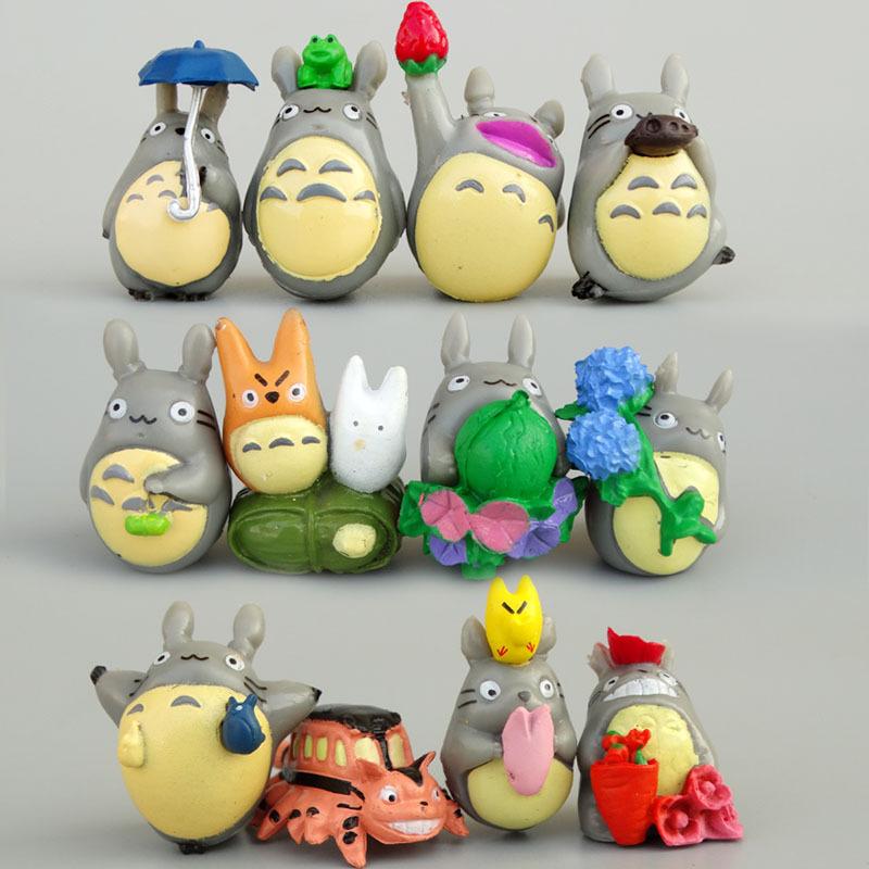 

12pcs Cartoon Totoro Figure Mini Statue Cute Toys Room Ornaments Kawaii Cat Animal Model Toy Kid Gifts Fashion Collecction