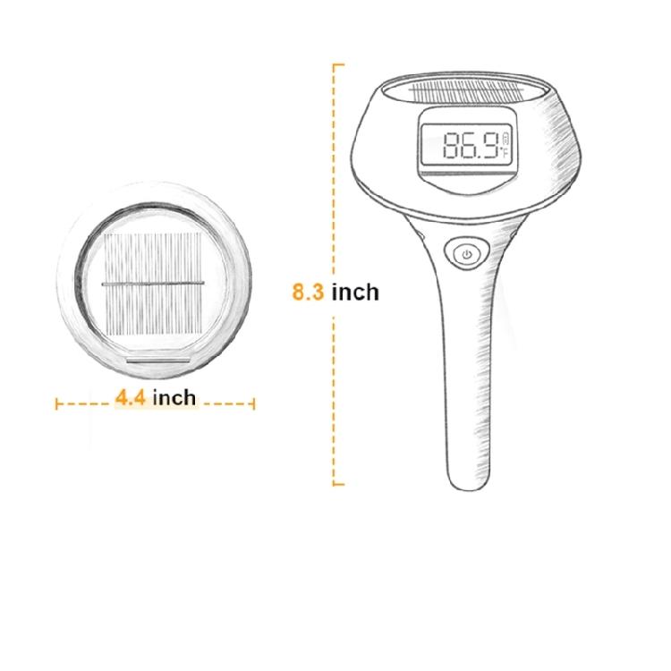 Thermomètre de piscine solaire à chargement automatique Affichage numérique Lumière de piscine à éclairage doux pour tout élément aquatique