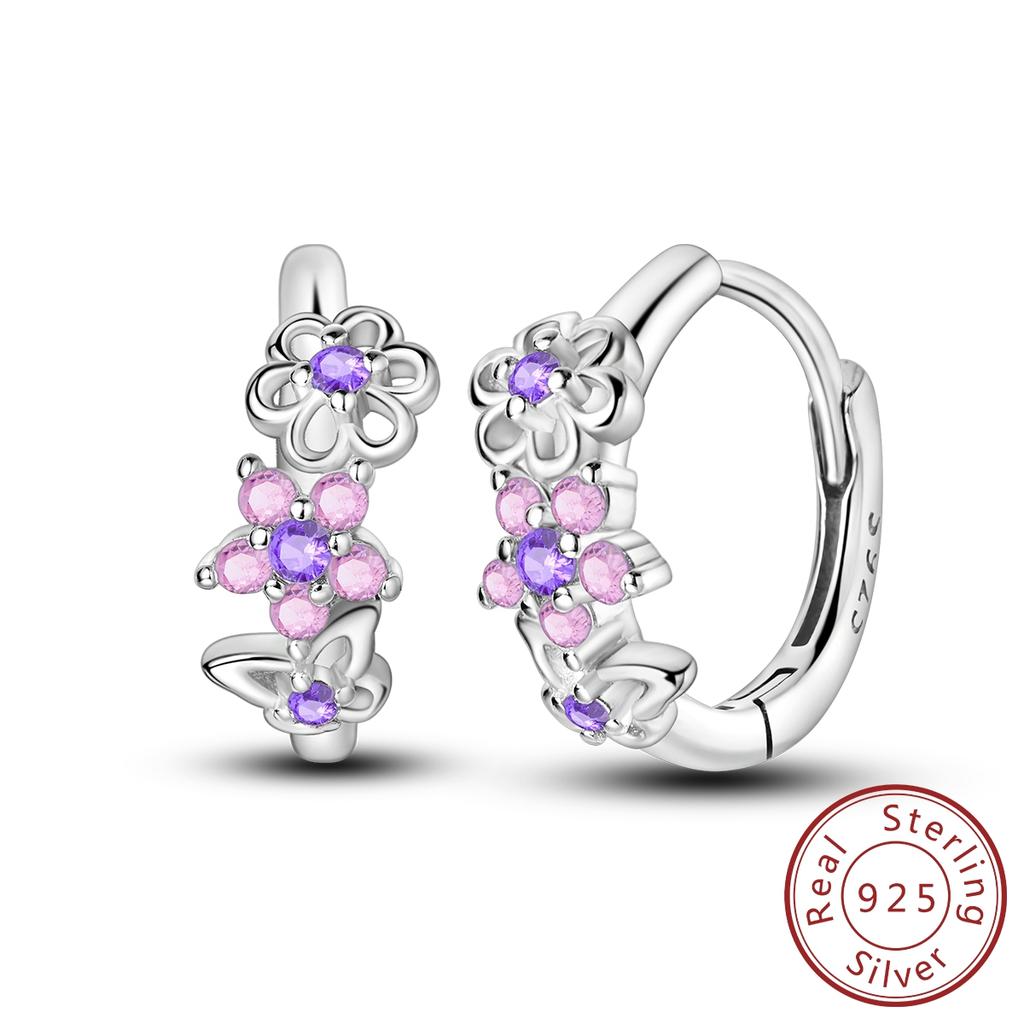 New Hoop Woman Earring Copper Pendientes Butterfly Flower Earring Fine Jewelry