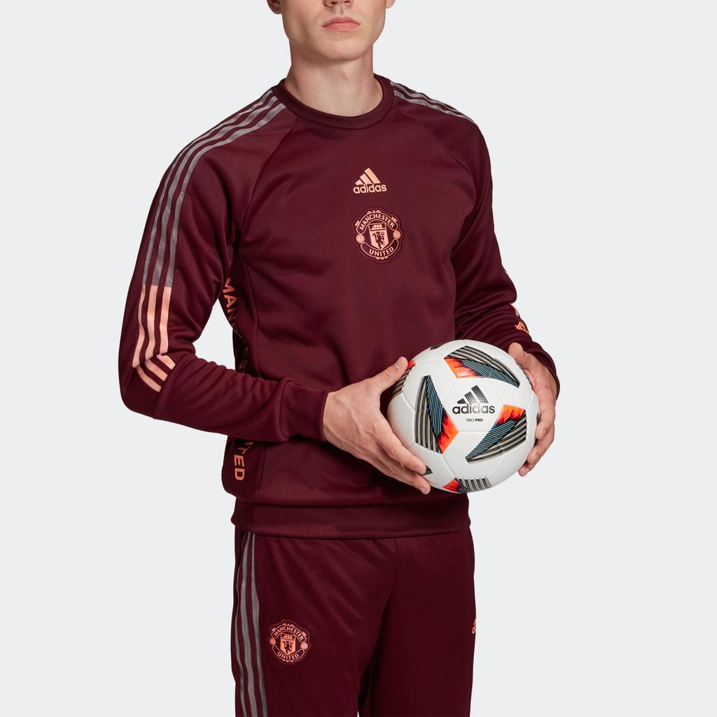 adidas Manchester United Sweatshirts Men's Dark Reddish Purple Crew Neck Moderate Regular FR3863