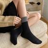 Women's Autumn/Winter Mid-Calf Wool Socks - Color Block Mink Velvet, Plush, Thick, Warm, Retro Stacked Design