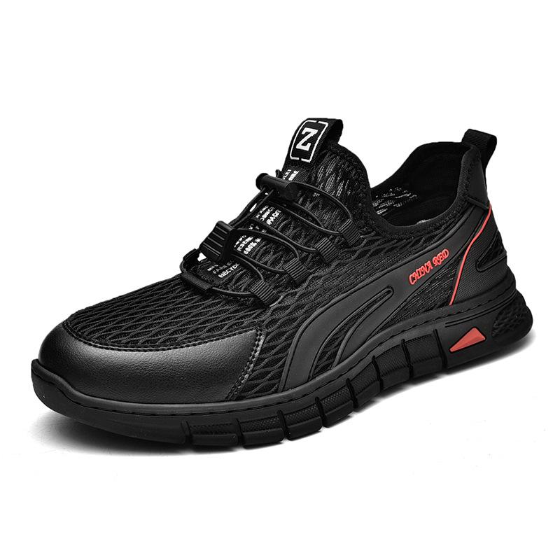 

Обувь с сеткой, новая летняя портативная уличная мягкая и удобная дышащая спортивная повседневная обувь без шнуровки 46 чёрный