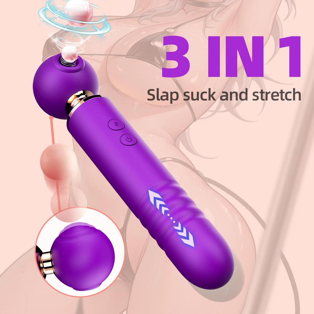 3 In 1 Clitoris Sucking Telescopic Dildo Vibrator Female Vaginal Clit Sucks Stimulator G Spot Vibrating Sex Toys For Women Couple