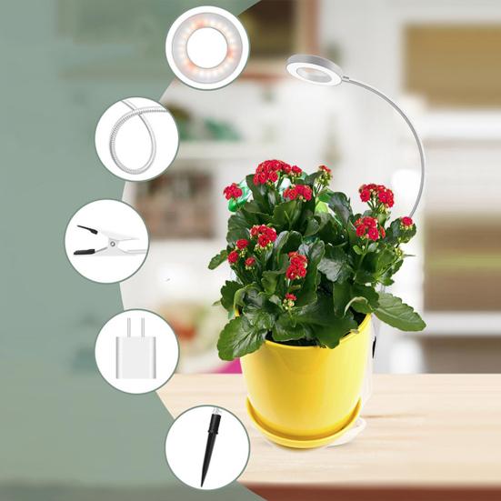 Full Spectrum Plant Light with Grow Gooseneck 360-degree High Brightness Dimmable Clip-on LED Plant Light