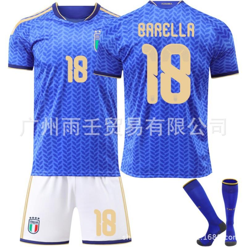 Weltmeisterschaft Italienische Fußballuniform Nr.. 14 Chiesa 18 Barrera Trikot Kinder Set