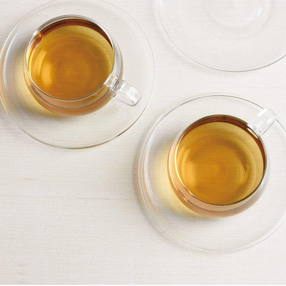 KINTO UNITEA Glass Cup & Saucer Set, 230ml, Heat-Resistant
