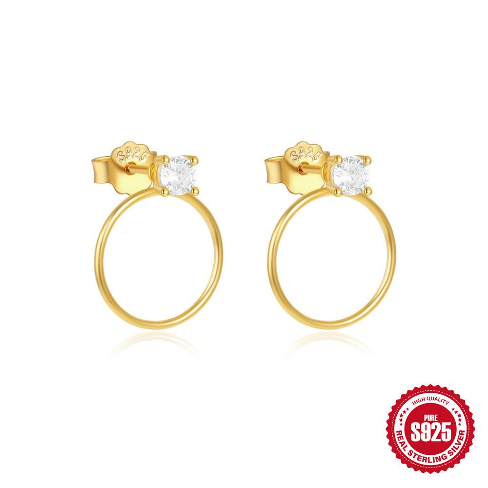 

Модные серьги-пусеты из стерлингового серебра S925 с классической инкрустацией бриллиантами, повседневные серьги с темпераментом S-образной формы, простые классические серьги 925 Silver