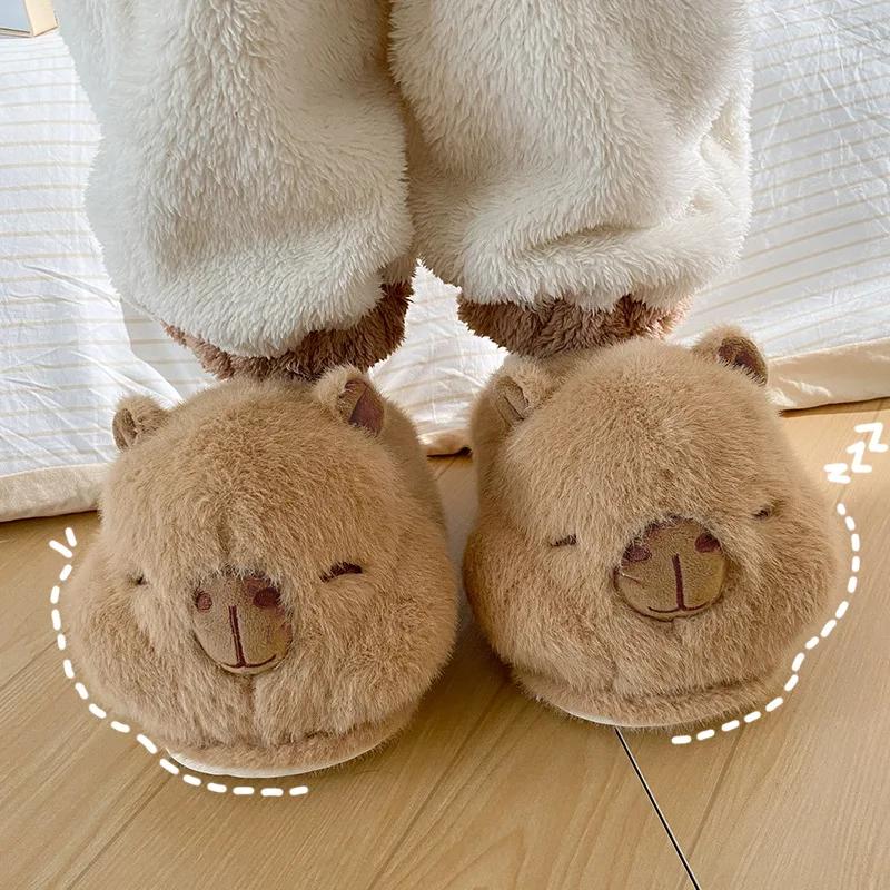 Fashion Women Indoor Fluffy Slippers Winter New Plush Warm Cute Cartoon Shoes Ladies Soft Fur Anti-slip Girls Home Floor Cotton Slippers