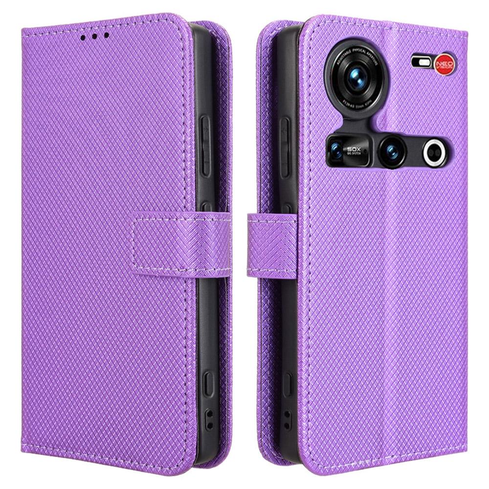 

Для ZTE nubia Z70S Ultra 5G/nubia Z70 Ultra 5G Чехол PU Кожа Алмазная Текстура Кошелек Чехол для Телефона Purple