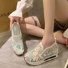 Flower Embroidery Platform Sneakers for Women Sli On Breathable Mesh Casual Shoes Woman Spring Summer Thick Sole Loafers Female