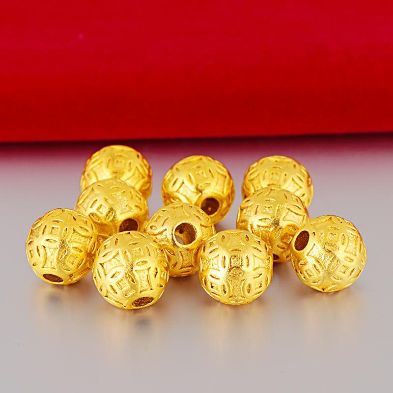 

100% чистое золото 24 К, денежные бусины, вакуумные золотые монеты для переноса, свободные бусины, браслет, аксессуары для браслетов, 6 шт.