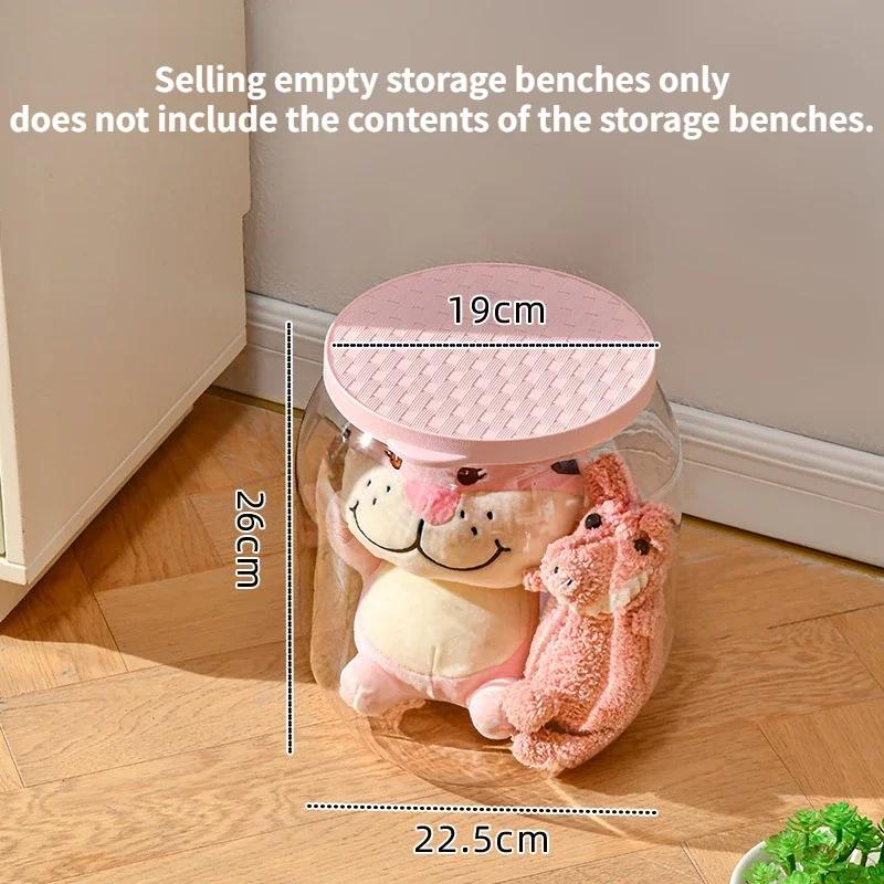 Children Chair Plush Toy Container Doll Box Basket Artifact Transparent Bucket Plastic Storage Stool
