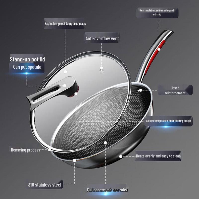 KOBACH 316L Stainless Steel Universal Non-stick Wok