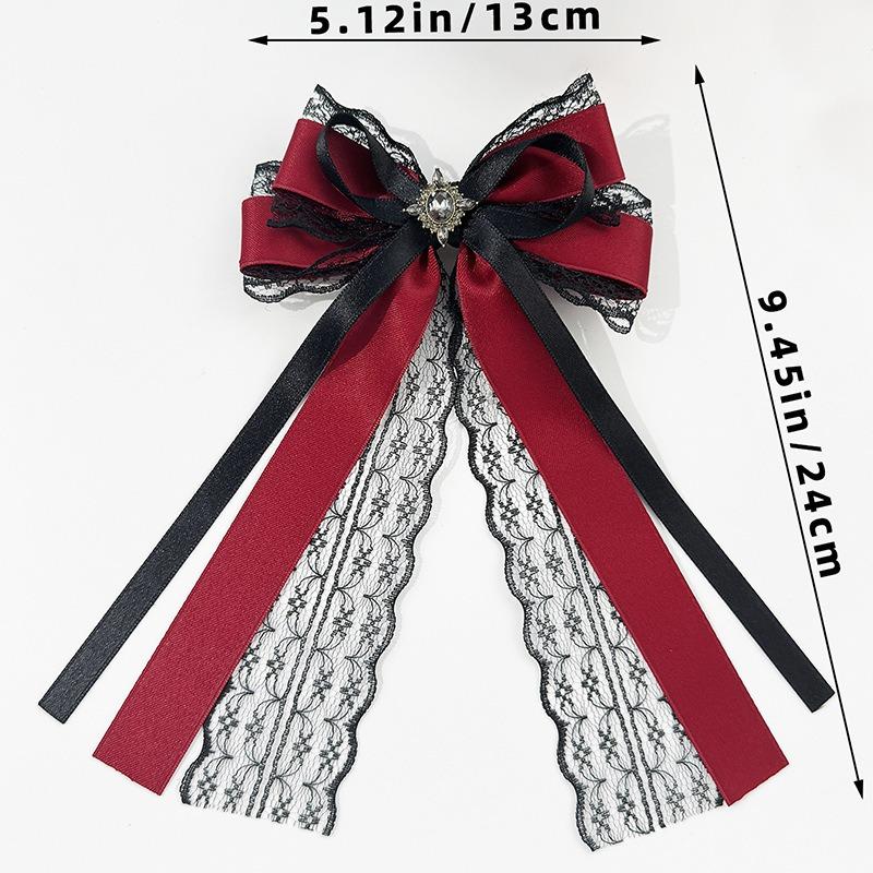 1Pcs Dark Lace Bow Hair Accessories Red Black Cross Love Hair Clip Gothic Lolita Headwear Accessories Butterfly Hair Clip