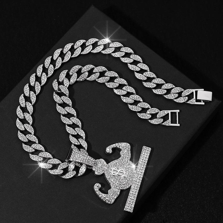 Money Bag Necklace Full of Diamonds European and American TEMU Hot Selling Hip-hop Pendant Street Clothing