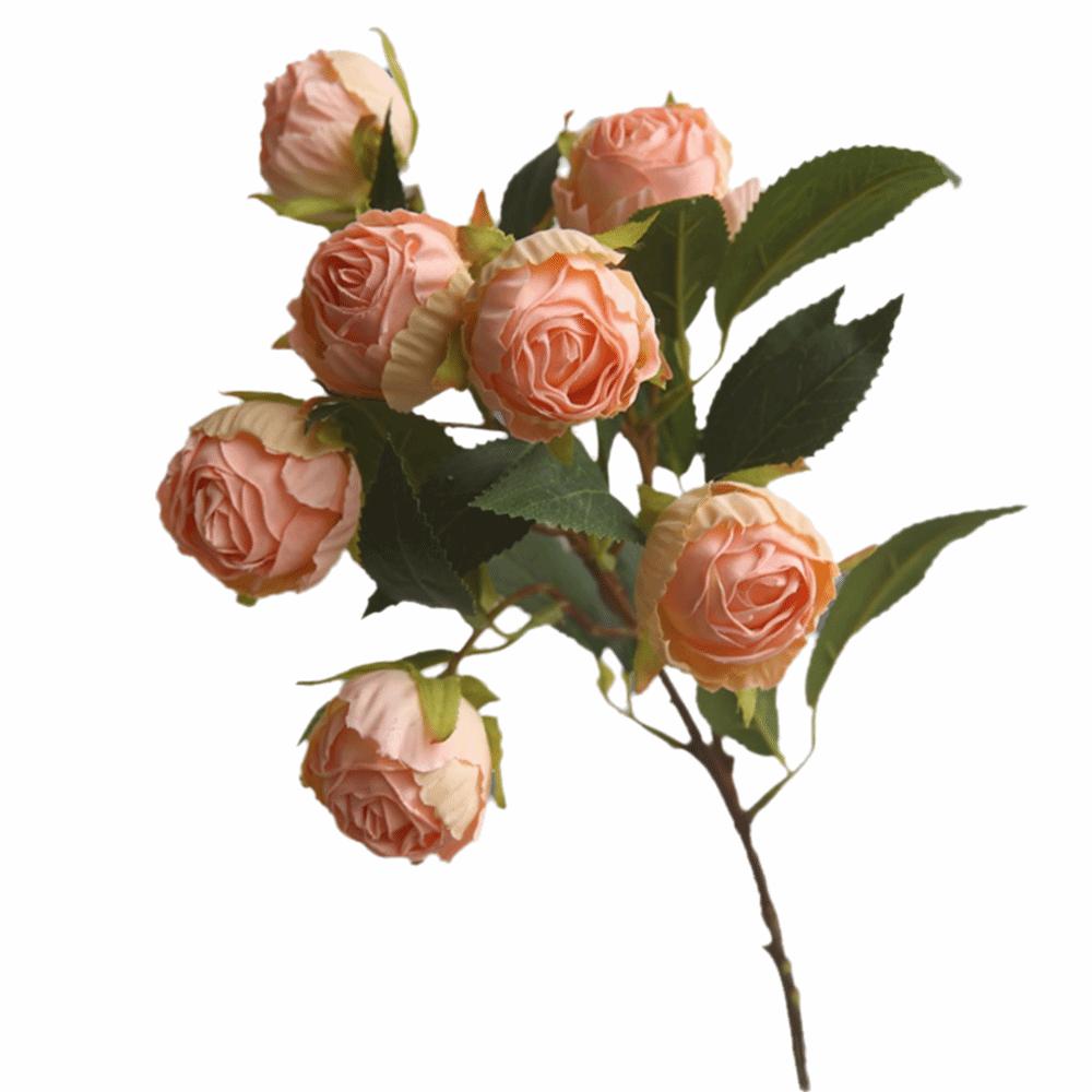 

Multicolor Artificial Rose Flower 7 Heads Green Leavees Simulation Flower Photo Props Silk Petals Rose Faux Flower рожевий